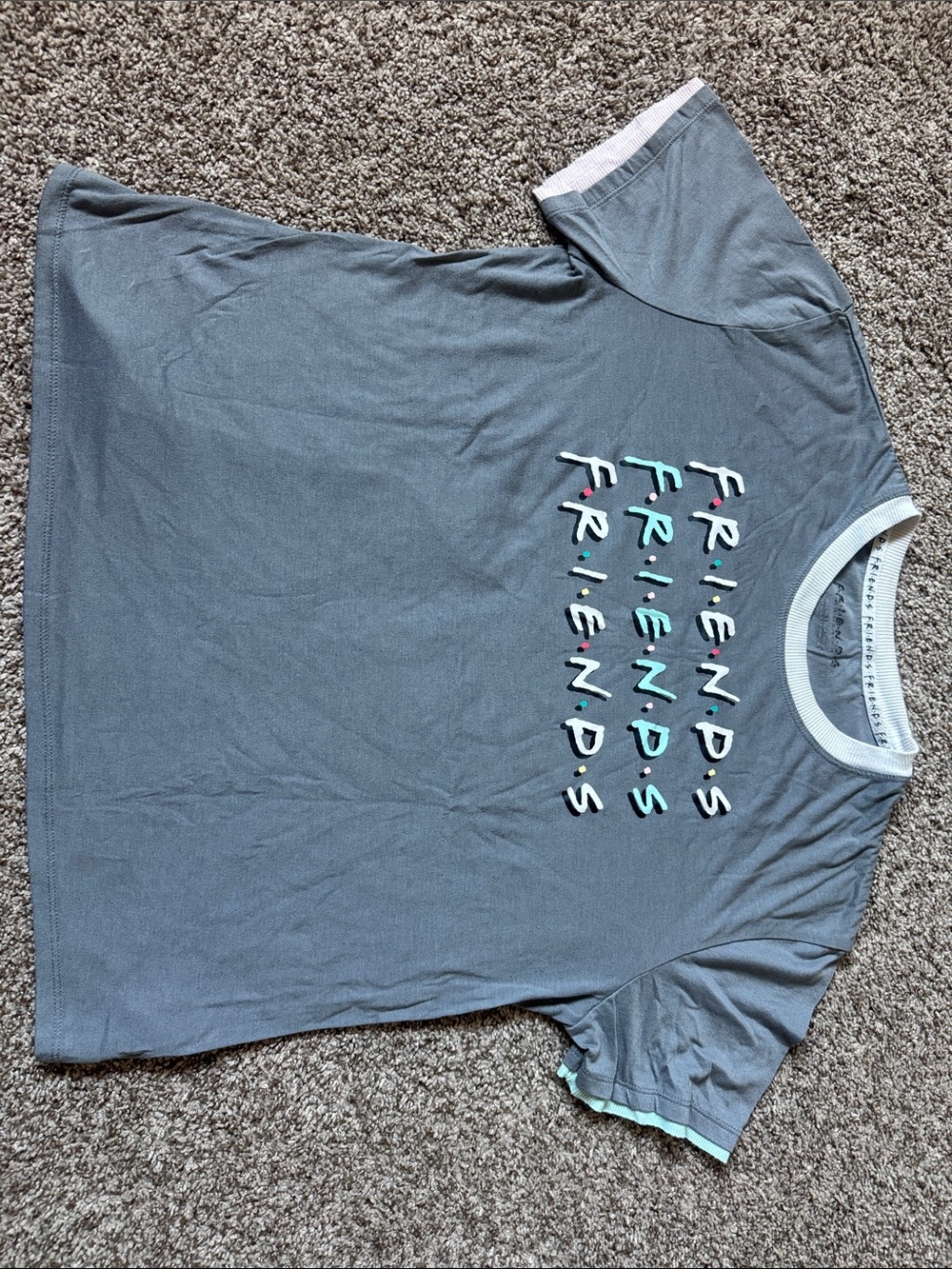 Unbranded Women's Gray 'FRIENDS' Logo Ringer Tee